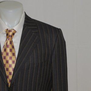 Domenico Spano Bespoke Gray Stripes Three Button Suit 40L